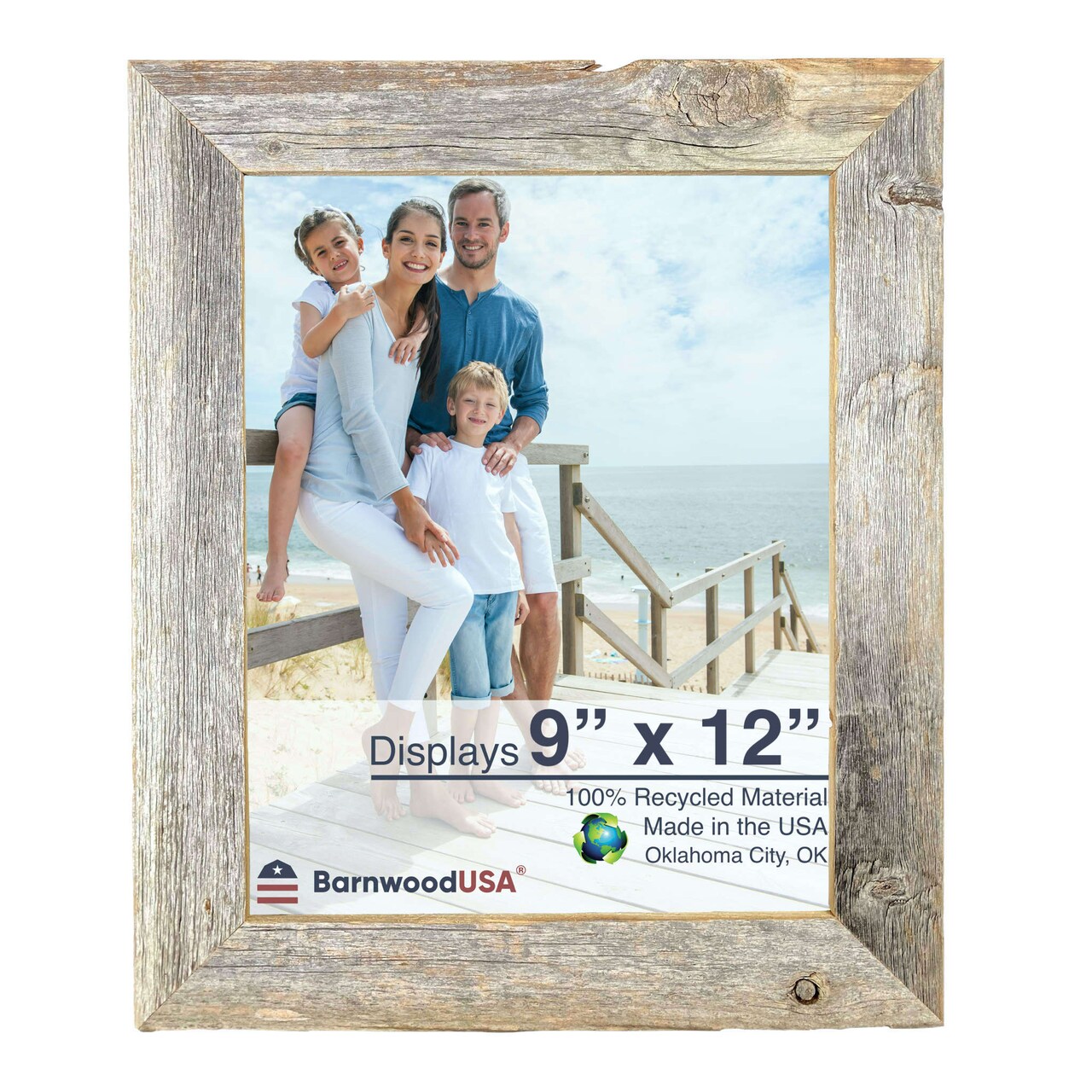 Rustic Farmhouse 9 in. x 12 in. Reclaimed Wood Picture Frame